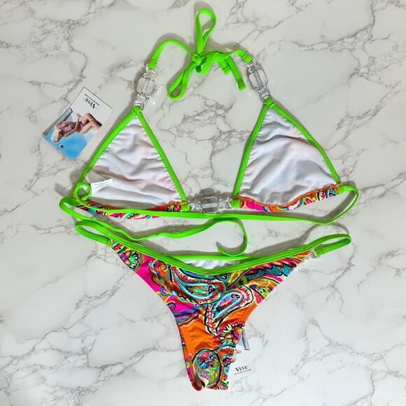 VEVE Neon Jeweled Bikini - Size Large, Stunning! - Picture 11 of 16